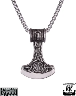 Northern Viking Jewelry Algiz Axehead kaulakoru - Teräs Discount