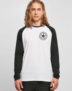 Disturb Clothing Black star chest raglan pitkähihainen - Valkoinen/Musta