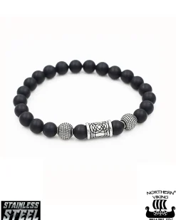 Northern Viking Jewelry Blackstone Knotwork rannekoru - Musta Sale