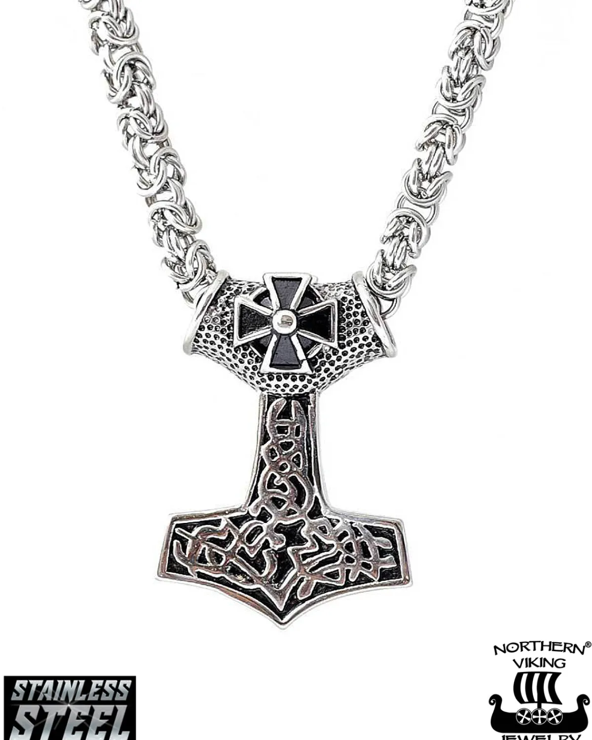 Northern Viking Jewelry Black Tribe Cross Kuningasketjulla kaulakoru - Teräs Best
