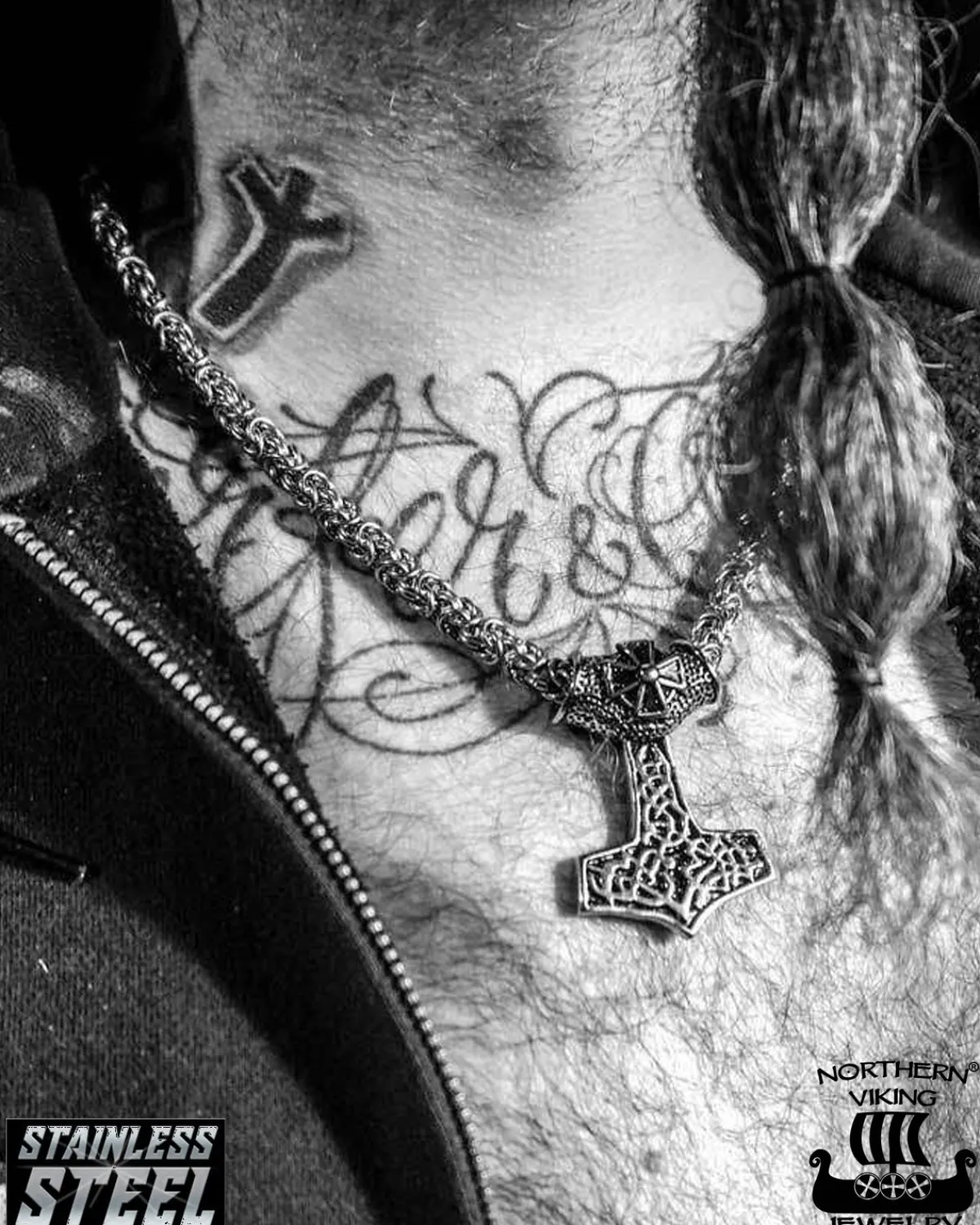 Northern Viking Jewelry Black Tribe Cross Kuningasketjulla kaulakoru - Teräs Best