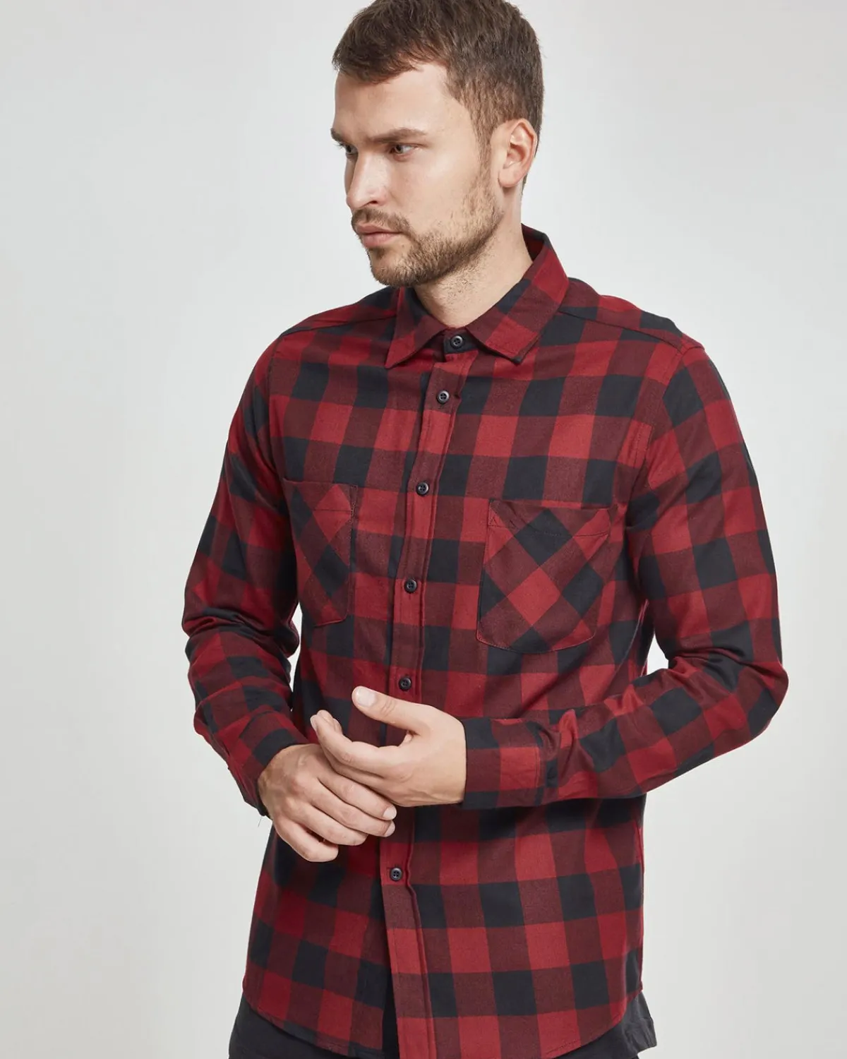 Urban Classics Checked ruutupaita - Musta/Burgundi Hot