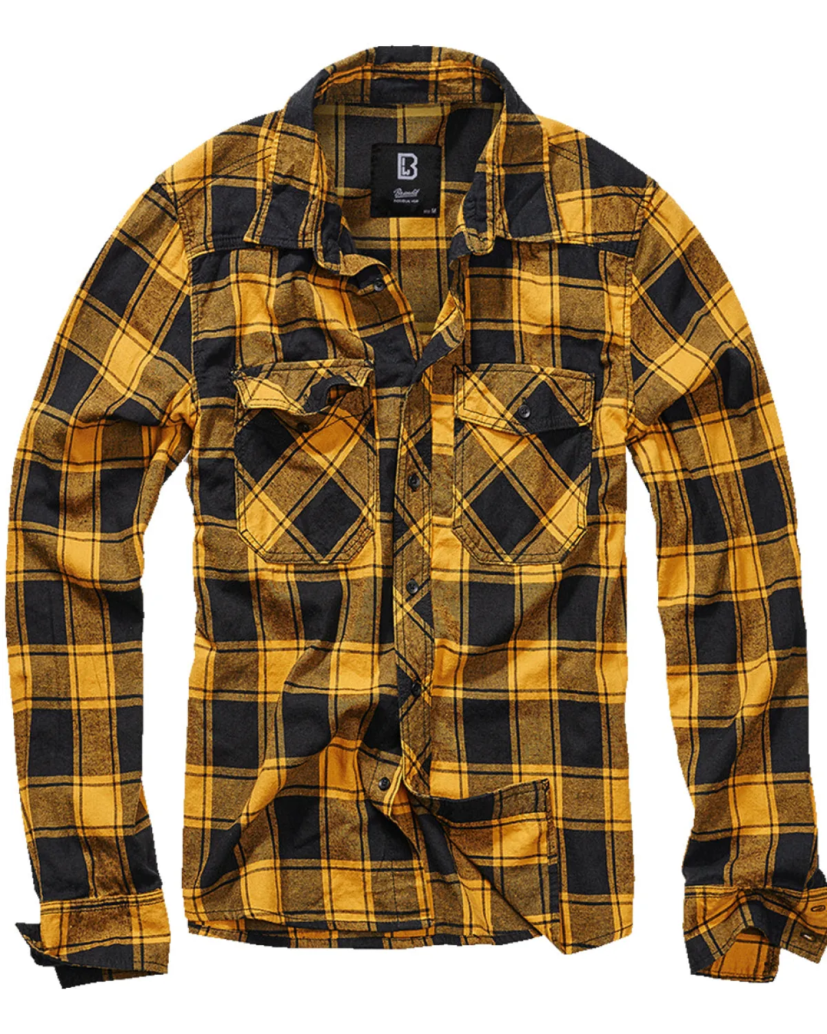 Brandit Check flanellipaita - Musta/Keltainen Discount