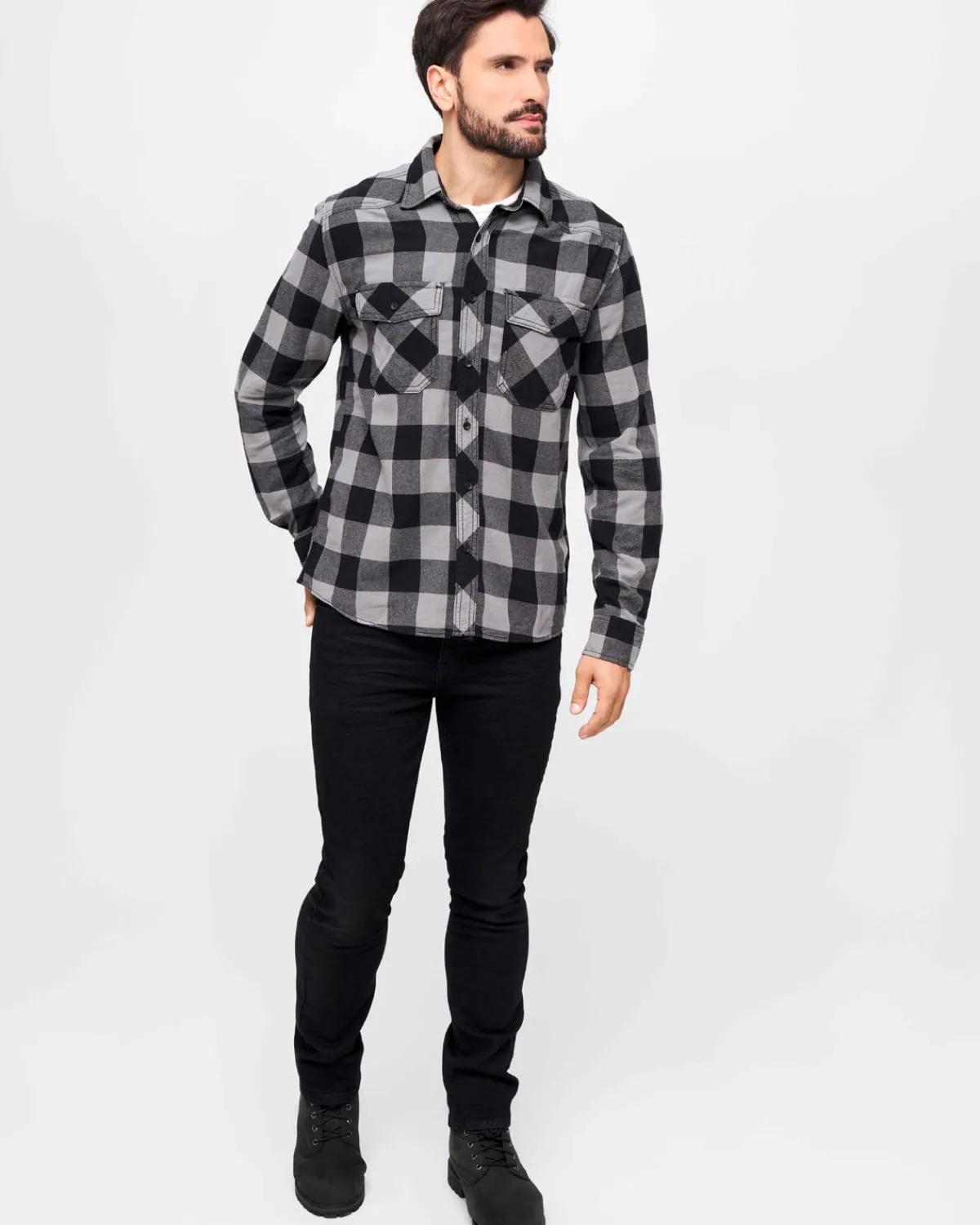 Brandit Check flanellipaita - Musta/Tumman Harmaa Clearance