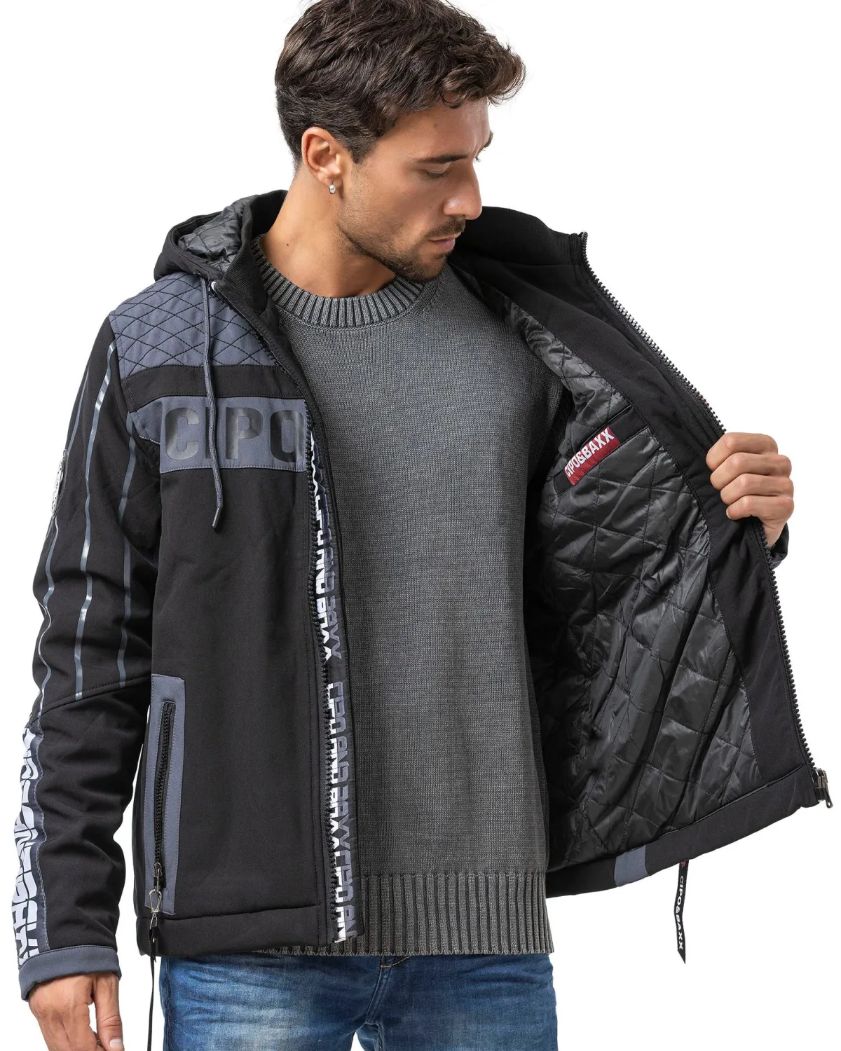 Cipo & Baxx CJ275 Casey välikausitakki - /Harmaa Musta Outlet