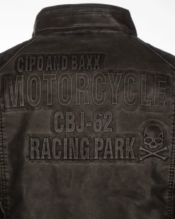 Cipo & Baxx CM223 Racing keinonahkatakki - Harmaa Online