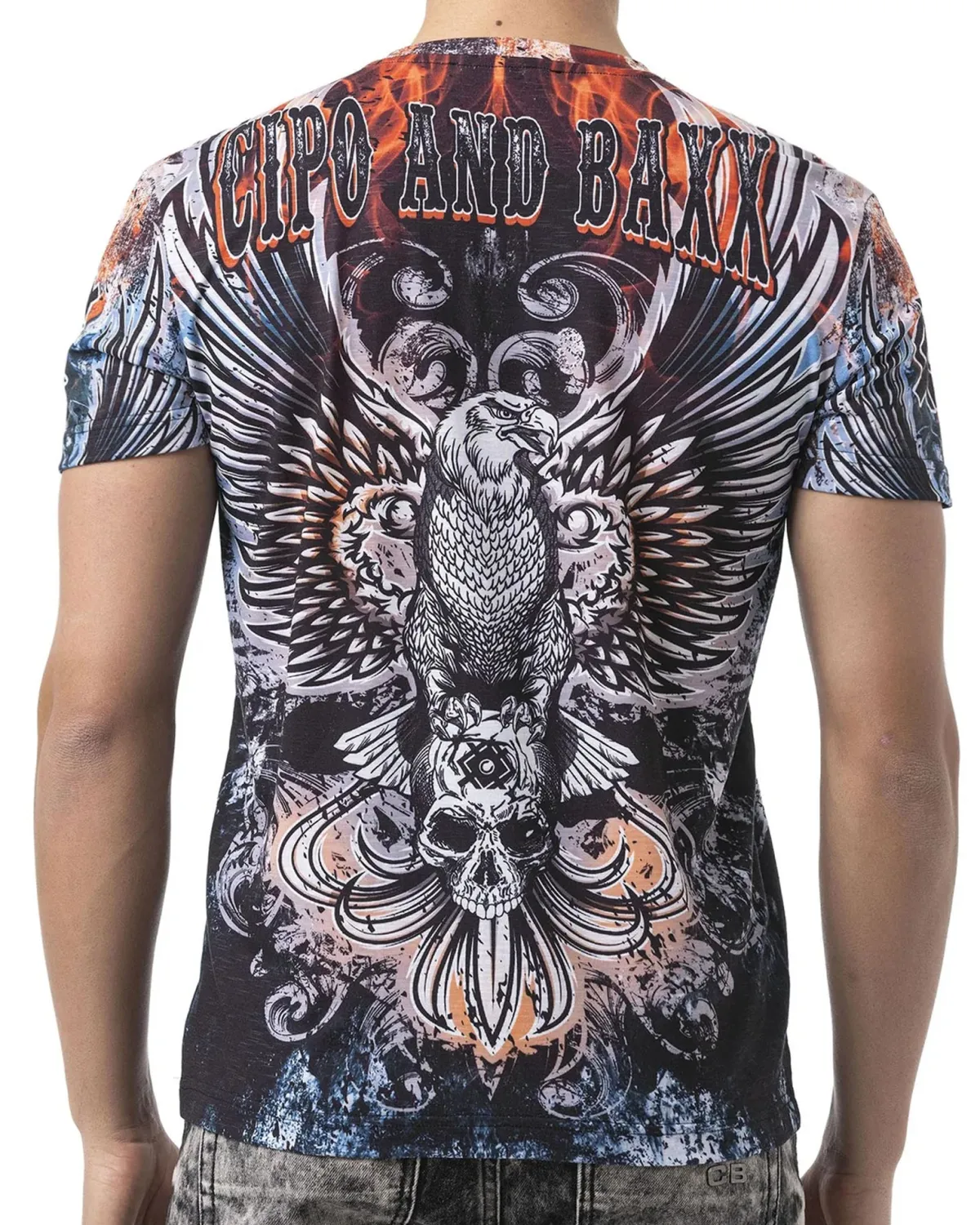 Cipo & Baxx CT818 Eagle Skull t-paita - Sininen Discount