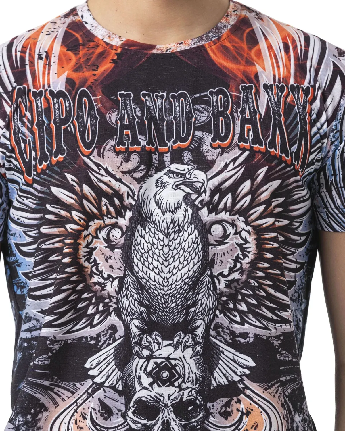 Cipo & Baxx CT818 Eagle Skull t-paita - Sininen Discount