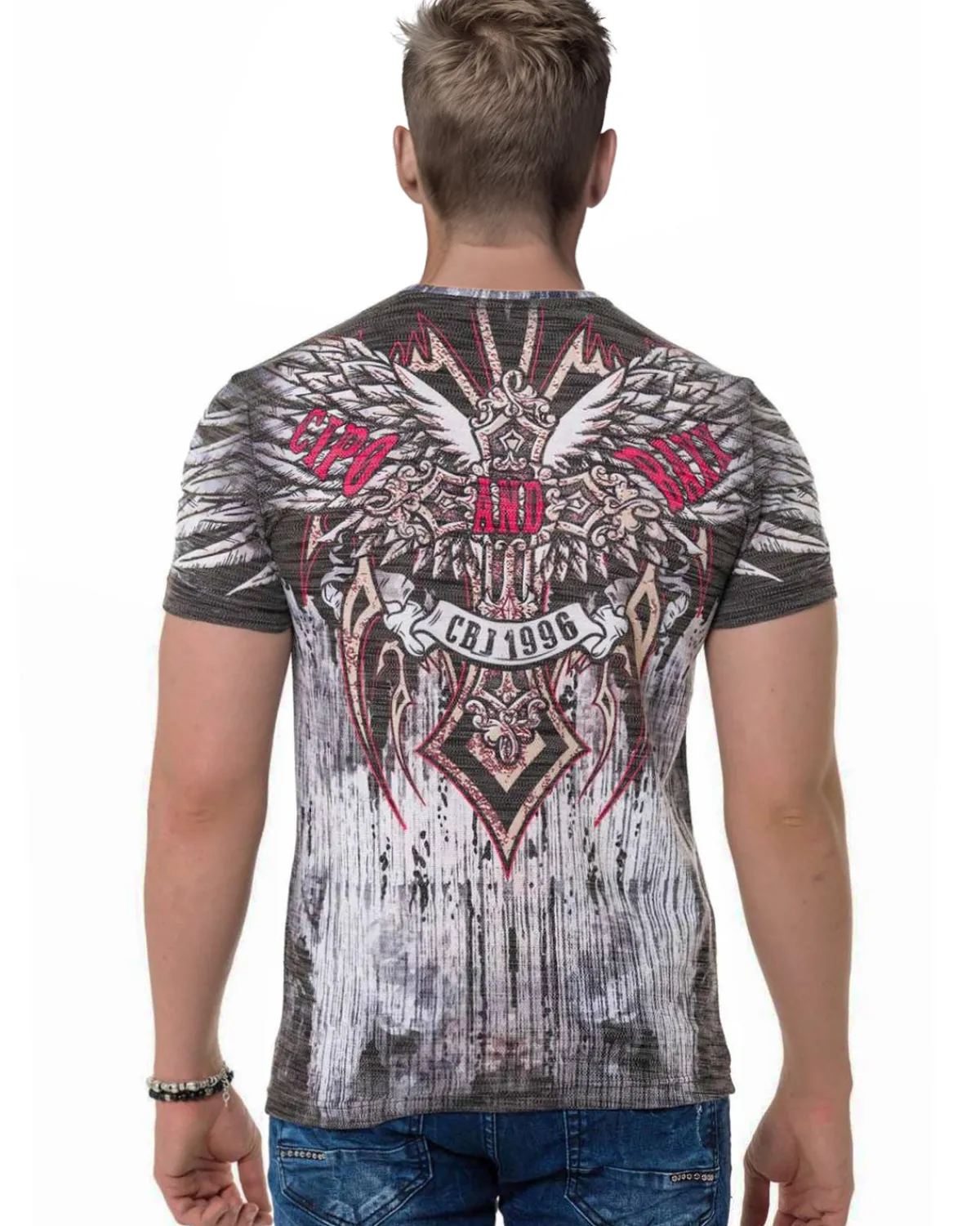 Cipo & Baxx CT746 Wing Cross t-paita - Harmaa Outlet