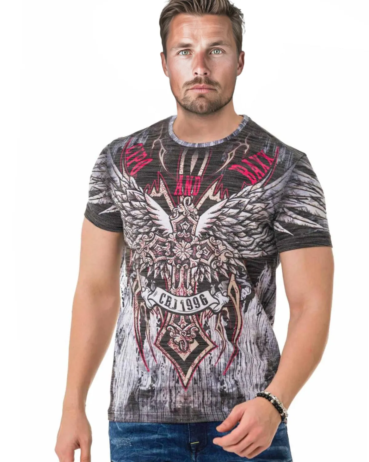 Cipo & Baxx CT746 Wing Cross t-paita - Harmaa Outlet