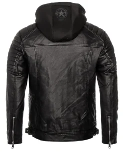 Disturb Clothing Eagle keinonahkatakki - Musta Discount