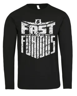 Print Shirt Fast & Furious pitkähihainen - Musta Outlet