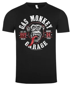 Print Shirt Gas Monkey round seal t-paita - Musta/Valkoinen New
