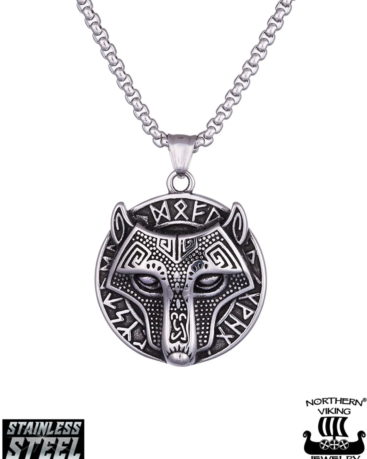 Northern Viking Jewelry Guardian Wolf kaulakoru - Teräs Online