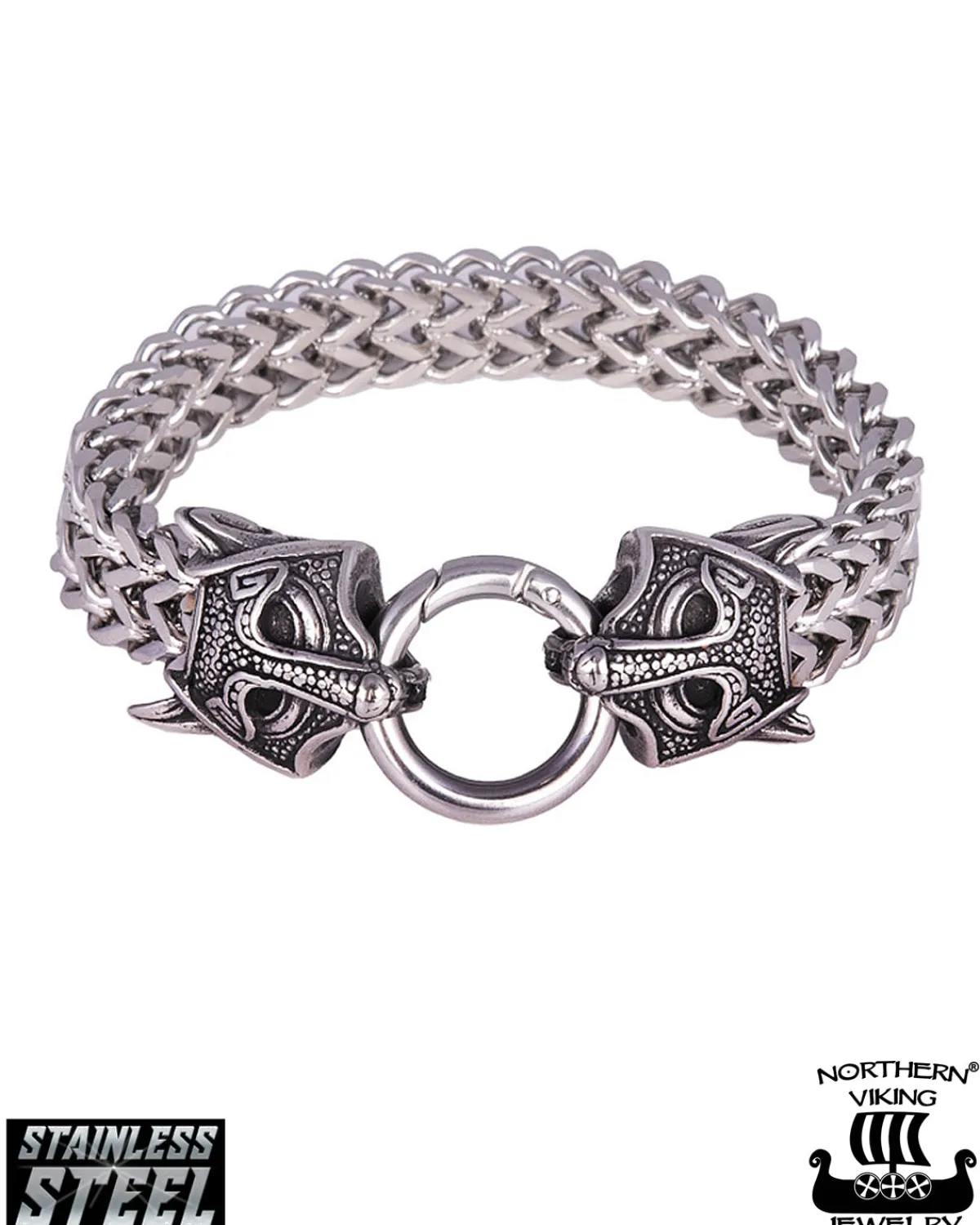 Northern Viking Jewelry Guardian Wolf rannekoru - Teräs New