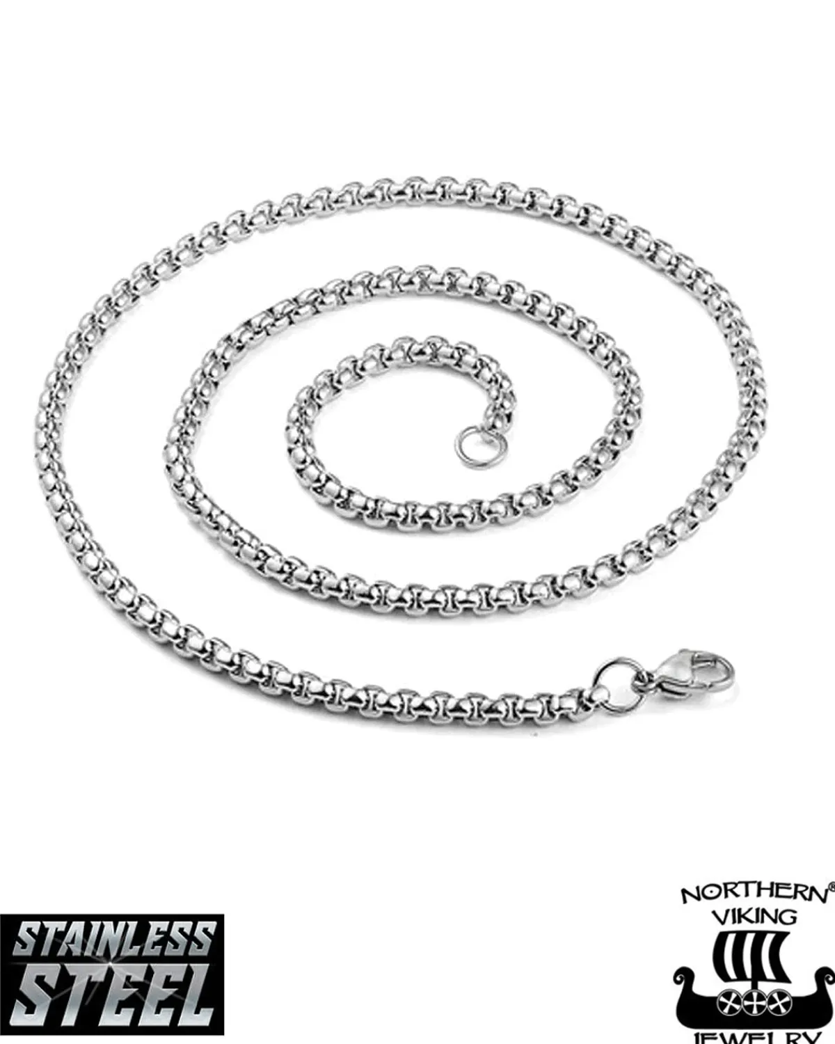 Northern Viking Jewelry Hexagonal Vegvisir kaulakoru - Teräs Outlet