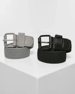 Urban Classics Joustava vyö 2-pack - Musta/Harmaa