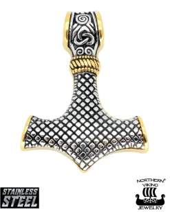 Northern Viking Jewelry Knotwork Thorin Vasara kaulakoru - Teräs/Kulta Outlet