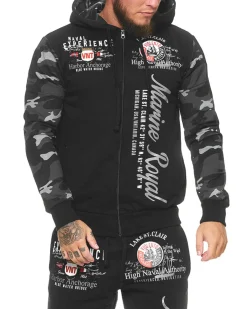 Disturb Clothing Marine royal vetoketjuhuppari - Musta Camo Online
