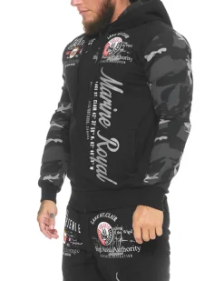 Disturb Clothing Marine royal vetoketjuhuppari - Musta Camo Online