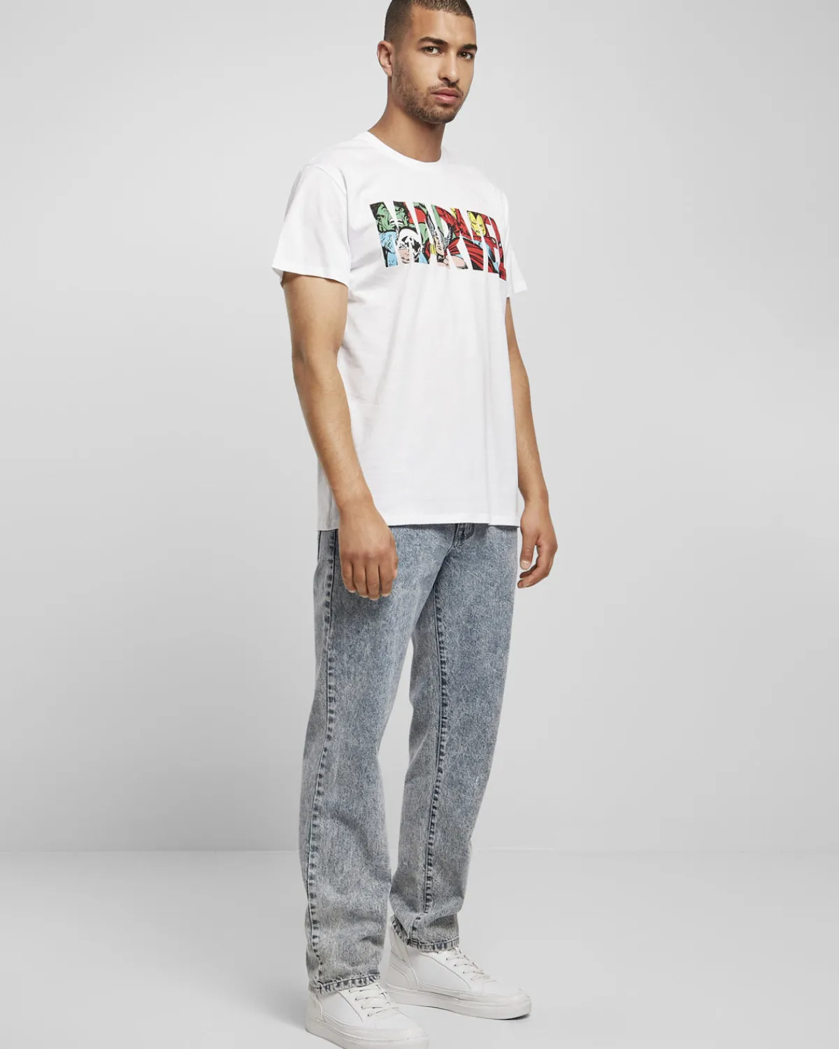 Urban Classics Marvel logo t-paita - Valkoinen Sale