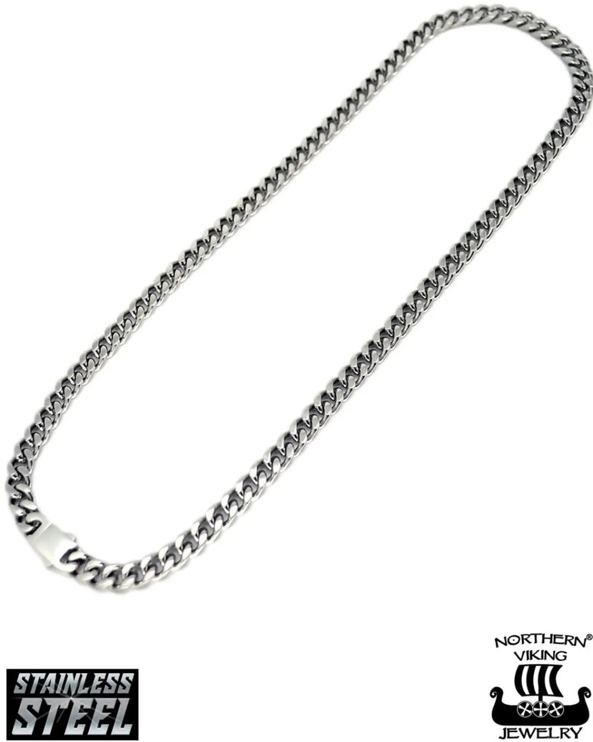 Northern Viking Jewelry Panssariketju 10mm kaulakoru - Teräs New