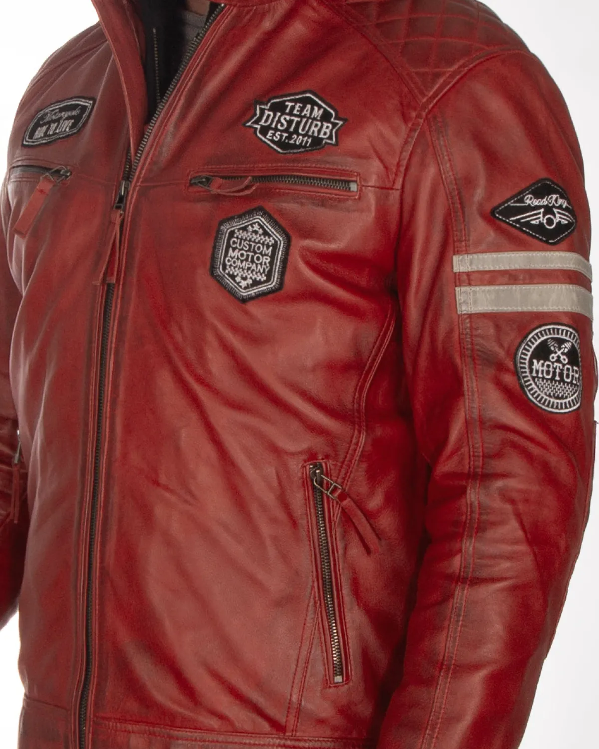 Disturb Clothing Rebel nahkatakki - Punainen New