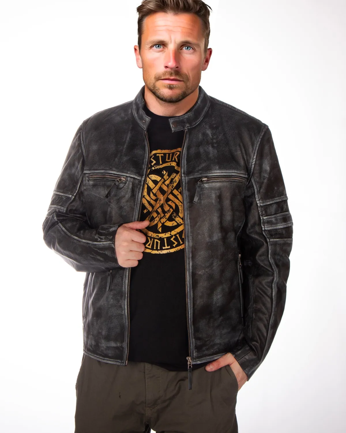 Disturb Clothing Renny nahkatakki - Musta Clearance