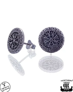 Northern Viking Jewelry Riimu Vegvisir nappikorvakorut - Hopea Best