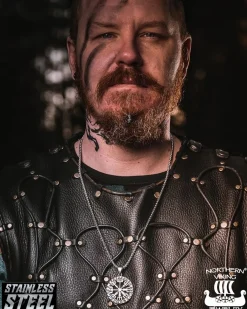 Northern Viking Jewelry Riimu Viikinkikompassi kaulakoru - Teräs Clearance