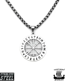 Northern Viking Jewelry Shiny Vegvisir kaulakoru - Teräs Sale
