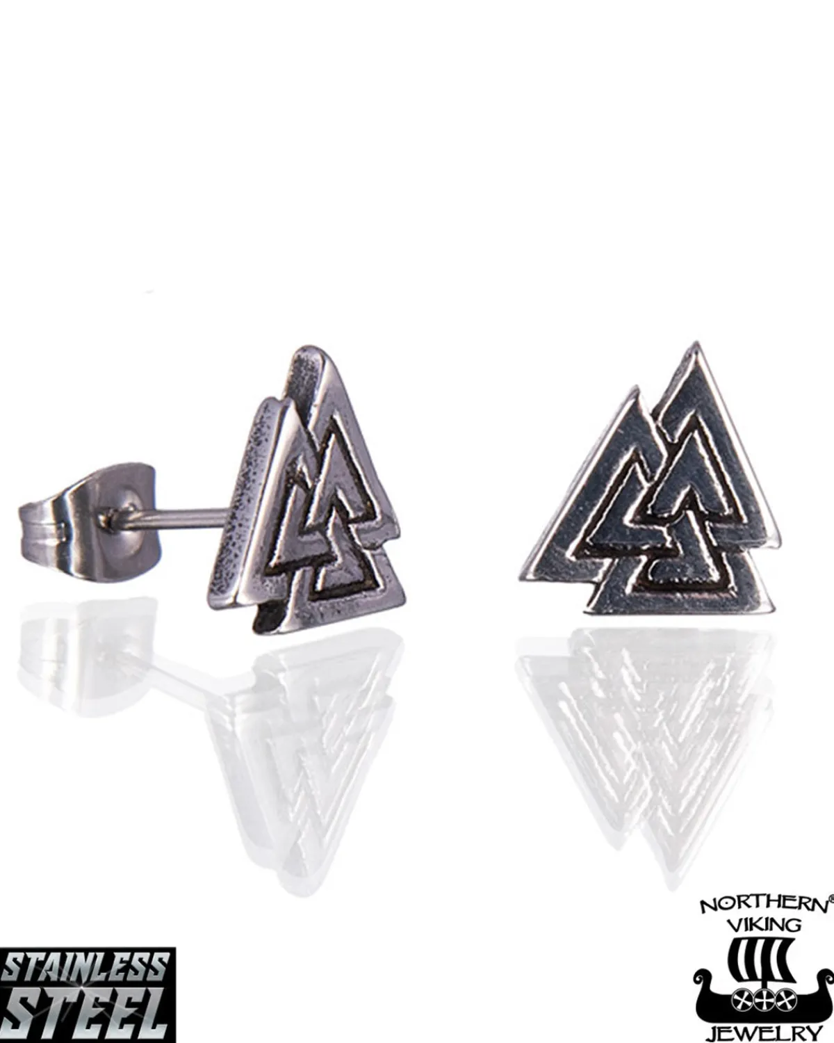 Northern Viking Jewelry Steel Valknut korvakorut - Teräs Online
