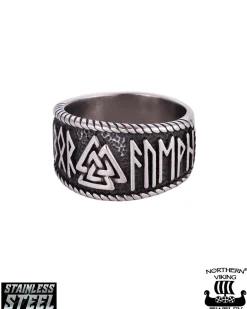 Northern Viking Jewelry Steel Valknut sormus - Teräs Outlet