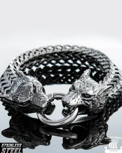 Northern Viking Jewelry Steel Wolf Head rannekoru - Teräs Hot