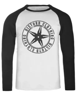 Disturb Clothing Throwing Star raglan pitkähihainen - Valkoinen/Musta Online
