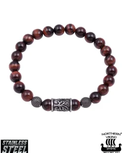 Northern Viking Jewelry Tiger Eye Tree Of Life rannekoru - Ruskea New