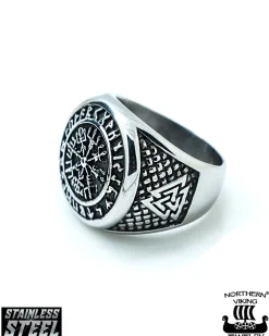 Northern Viking Jewelry Vegvisir sormus - Teräs Online