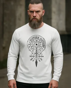 Disturb Clothing Viking Star pitkähihainen - Valkoinen Discount