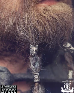 Northern Viking Jewelry Wolf Head partakoru - Teräs Clearance